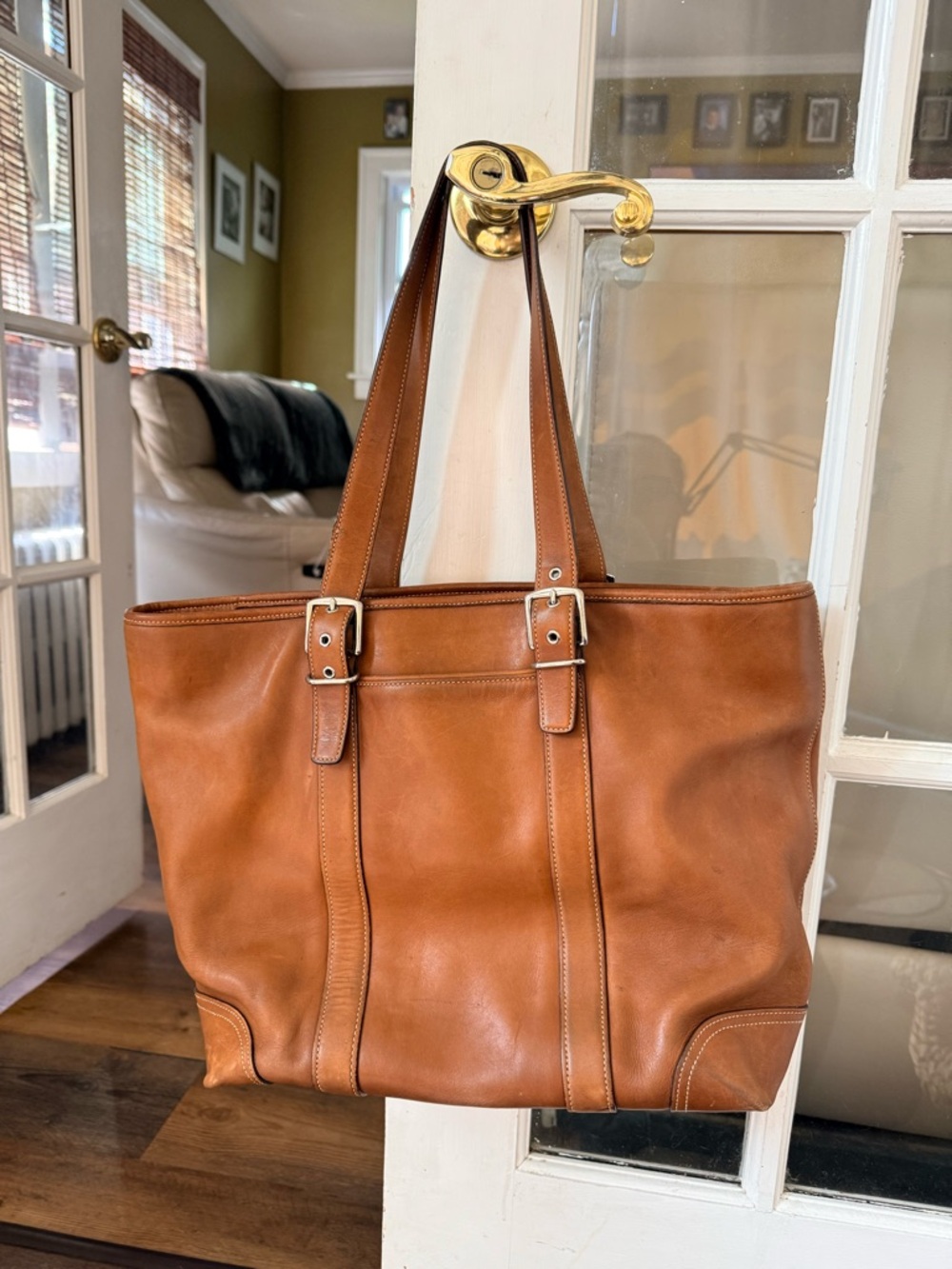 Vintage Coach Hampton Leather Tote Cognac